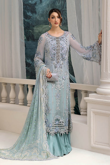 3 Piece Maria.B Unstitched Embroidered Chiffon Suit | MPC-25-108
