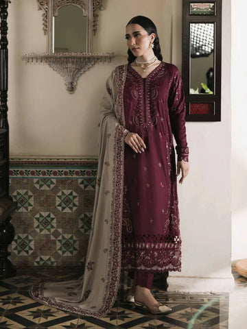 NUREH Exclusive Embroidered Marina Twill Unstitched 3Pc Suit NE-176