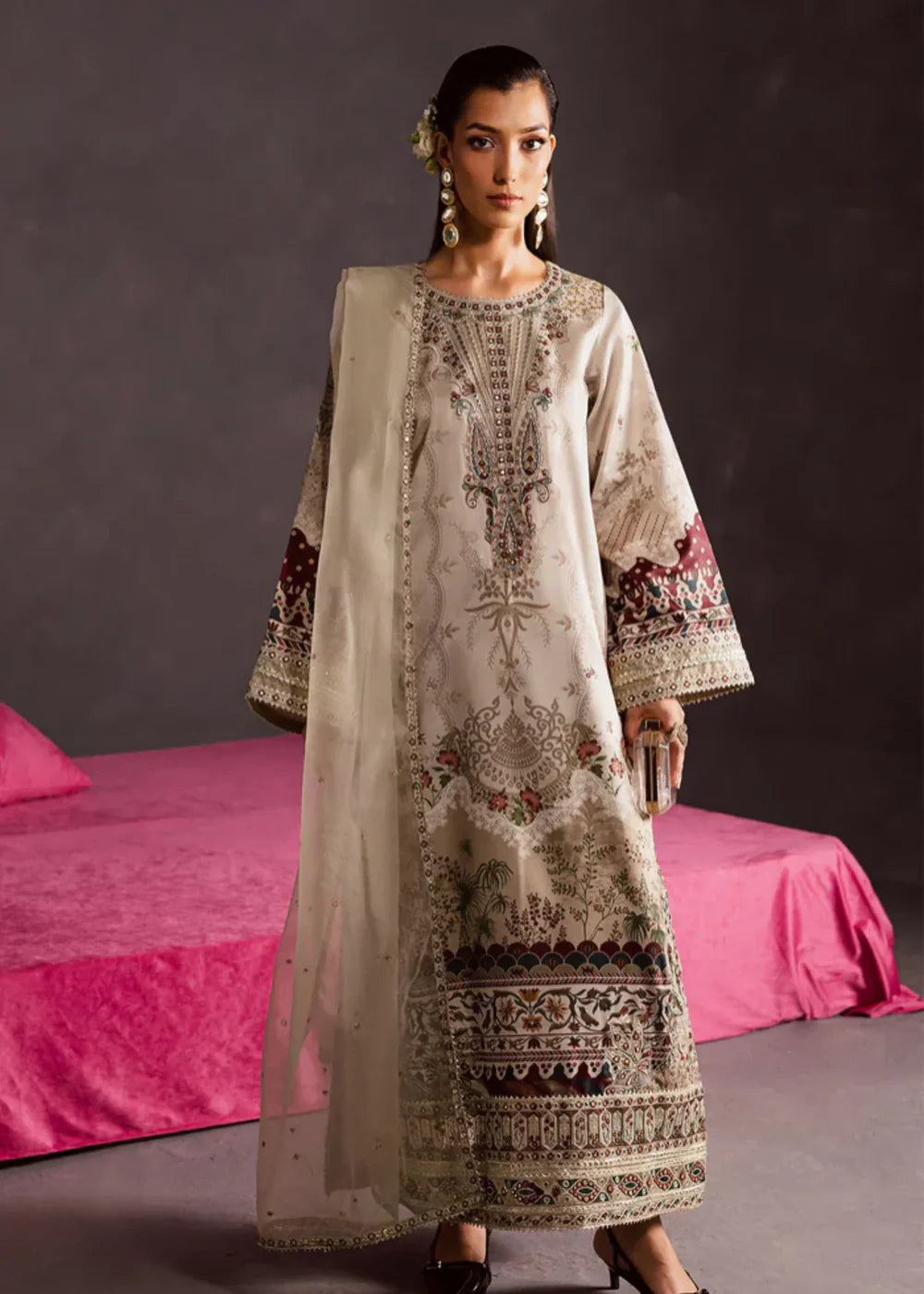 Charizma The Silk Embroidered Unstitched 3 Piece Silk Suit - S-29